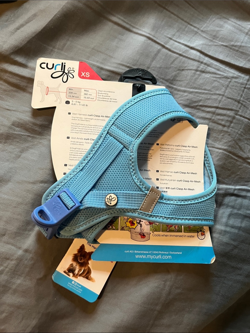 XS Light Blue Mesh Small Pet Harness